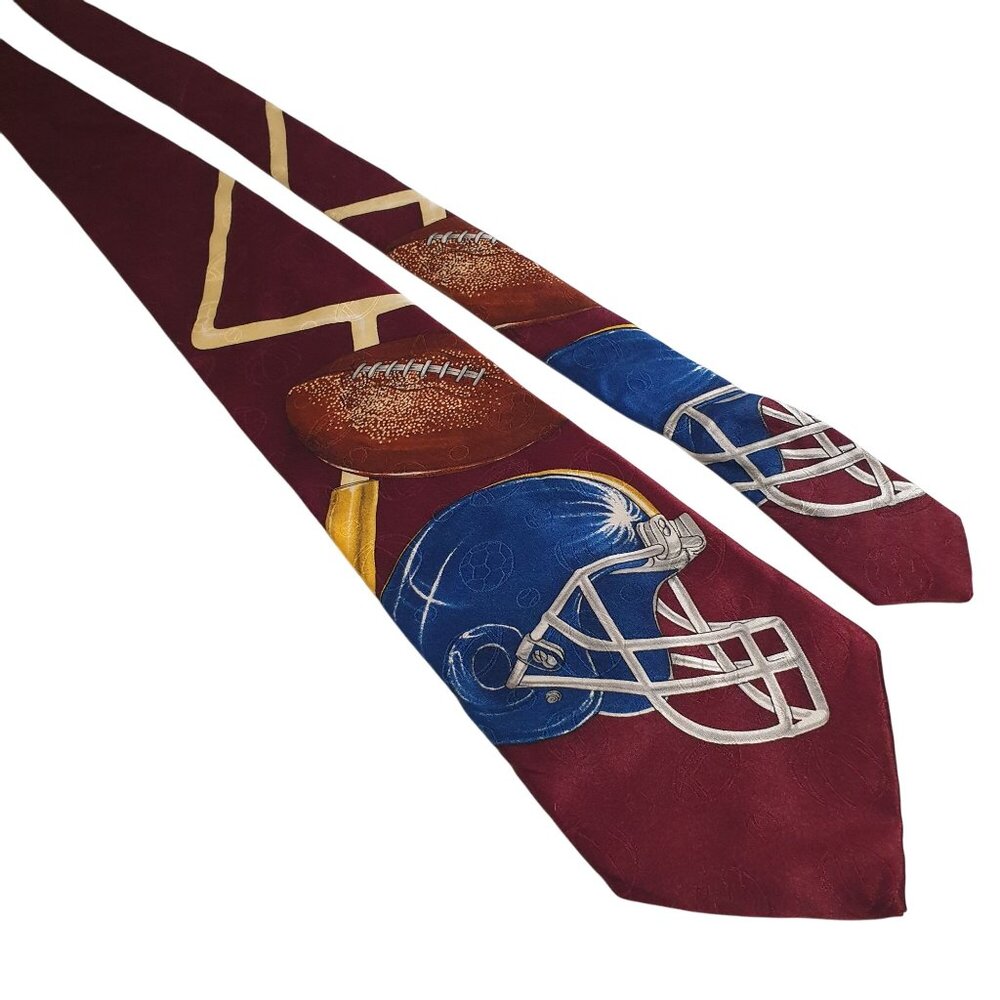 Evan Picone Sport Football Helmet Silk Tie Maroon Blue Gold Necktie 56 Inches